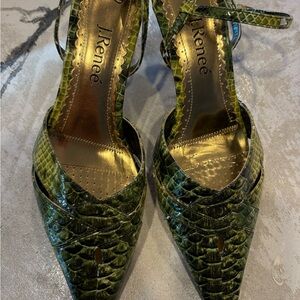 J.Renee Olive Snakeskin Pattern Heels